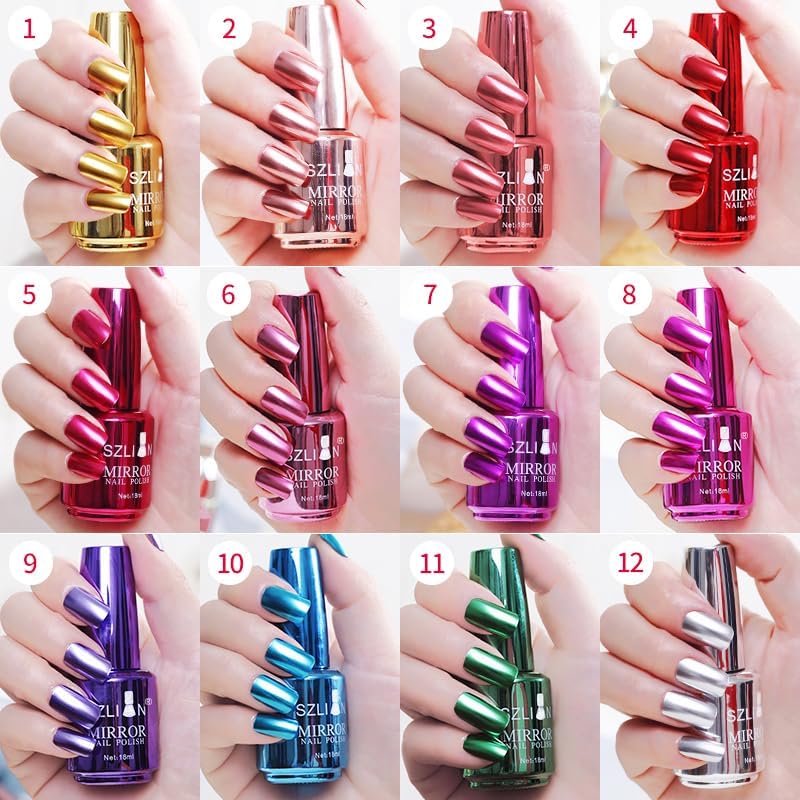 IMGDD polish applied on nails demonstrating reflective mirror shine