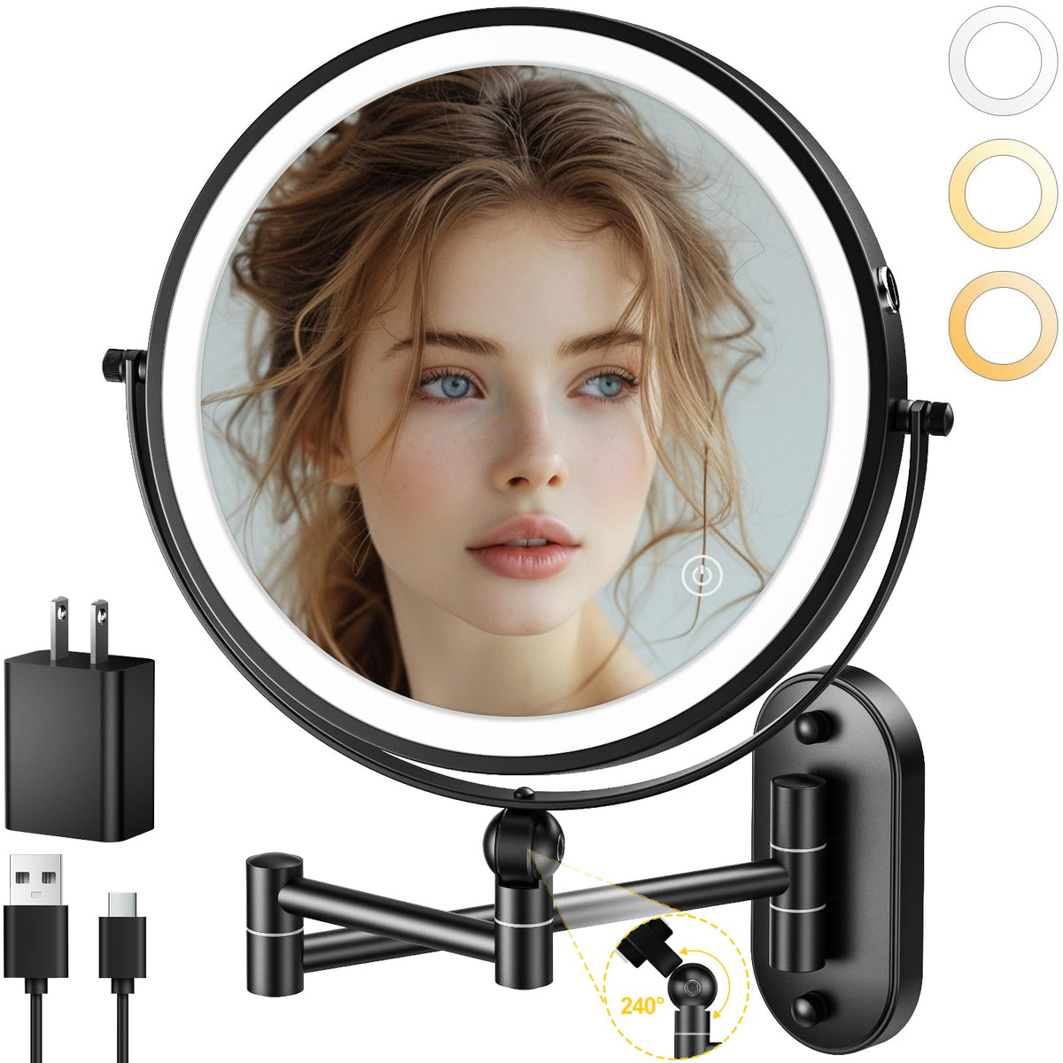 IMIKONA front view of wall-mounted mirror showing compact mounted profile and space-saving benefit