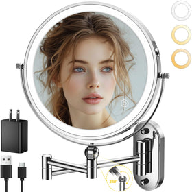 IMIKONA front mounted mirror showing polished finish and wall base, aids neat installation