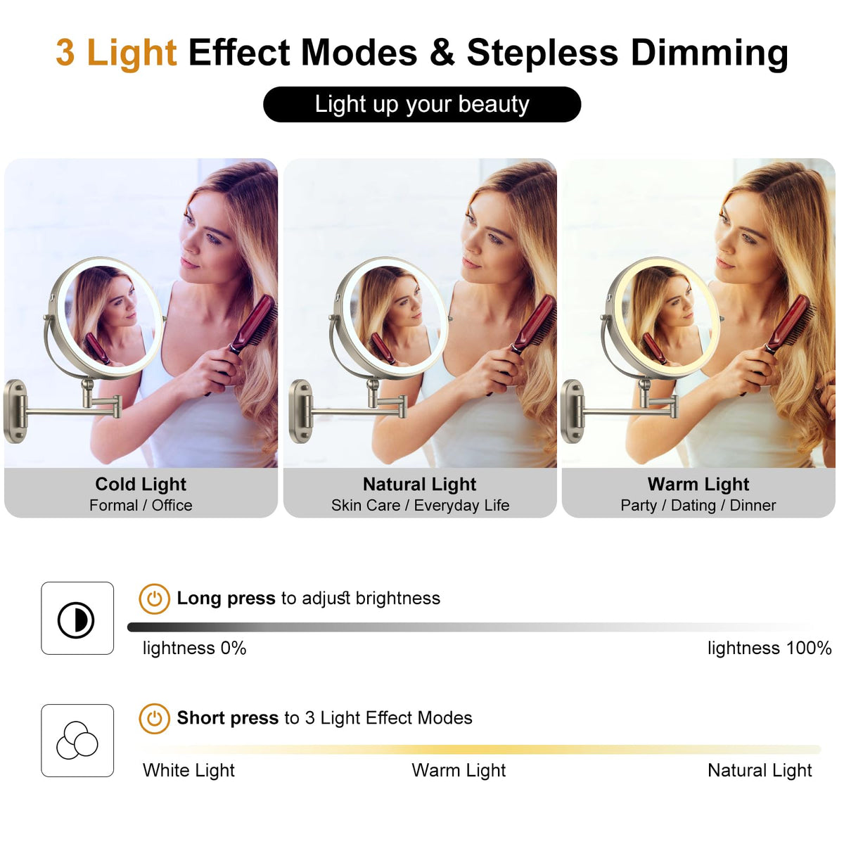IMIKONA mirror with hand for scale emphasizing compact, space-saving design