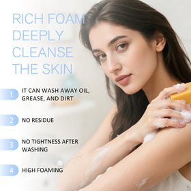 Imovoto soap texture close-up revealing mineral grains and gentle exfoliating surface