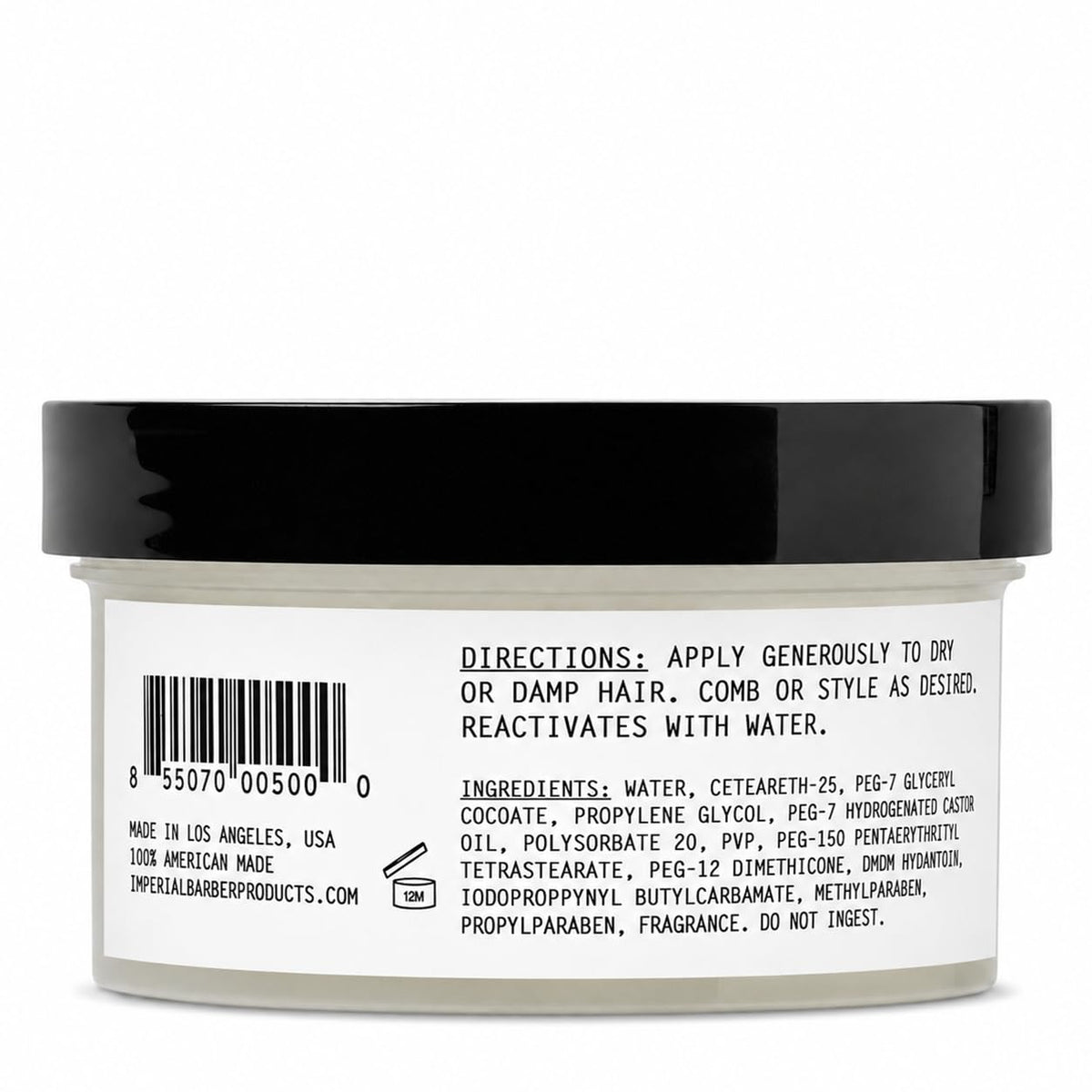 Imperial Barber Grade classic pomade open jar close-up of texture, smooth application benefit