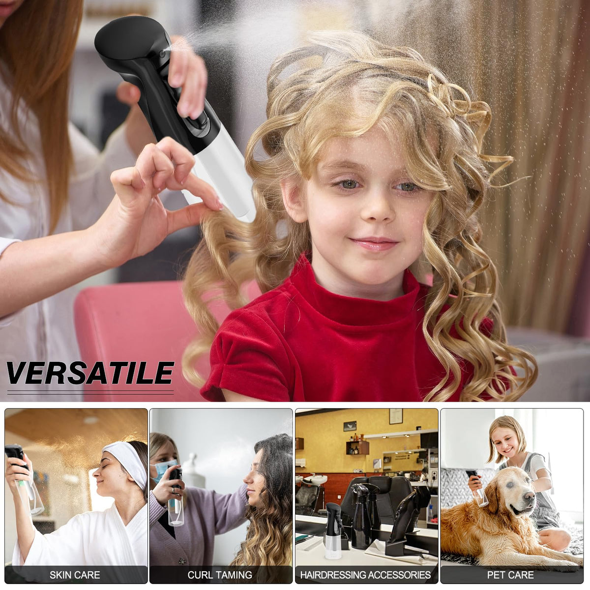 IMPORX misting hair during styling demonstrating gentle, even hydration benefit