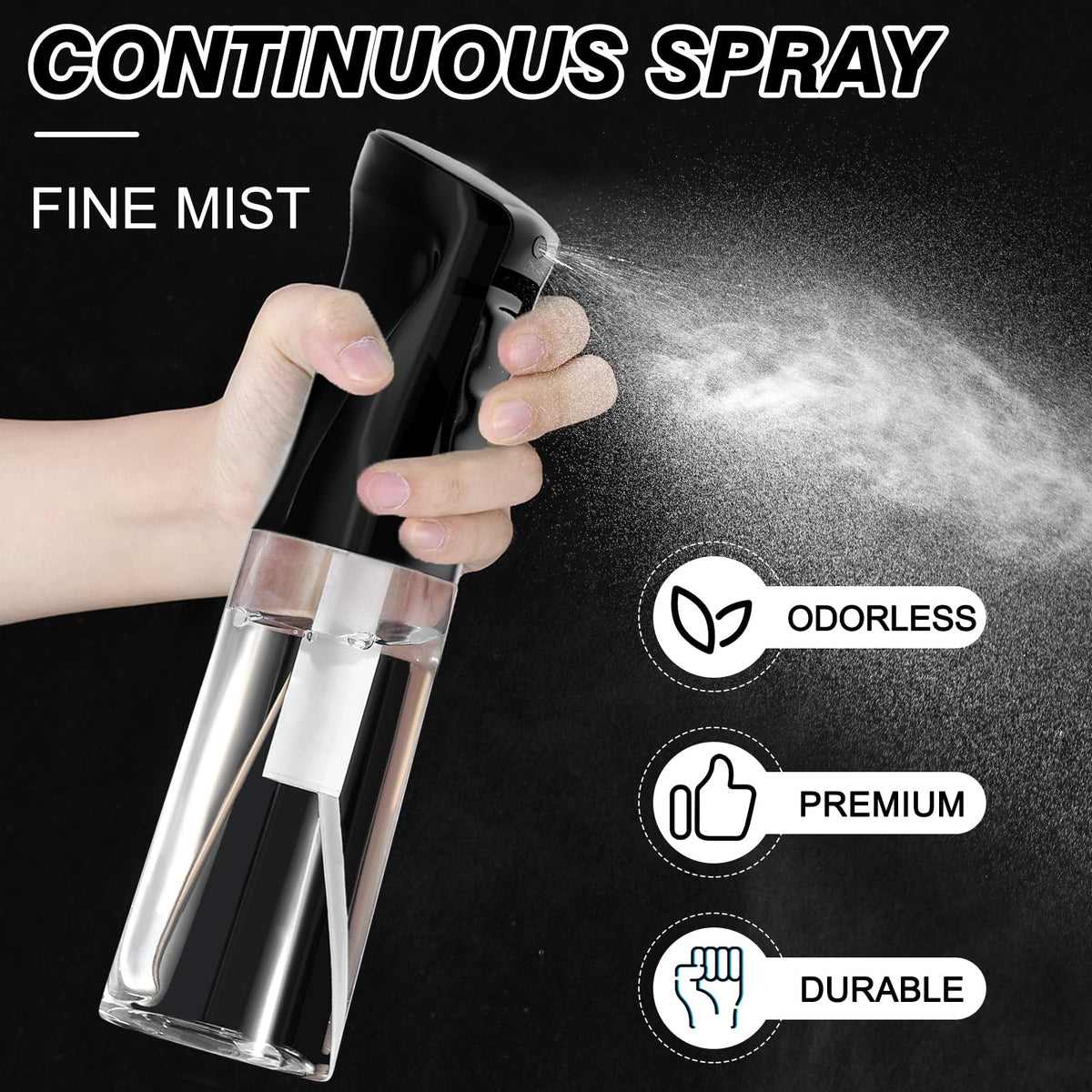 IMPORX hand spraying horizontally to show comfortable trigger and continuous mist