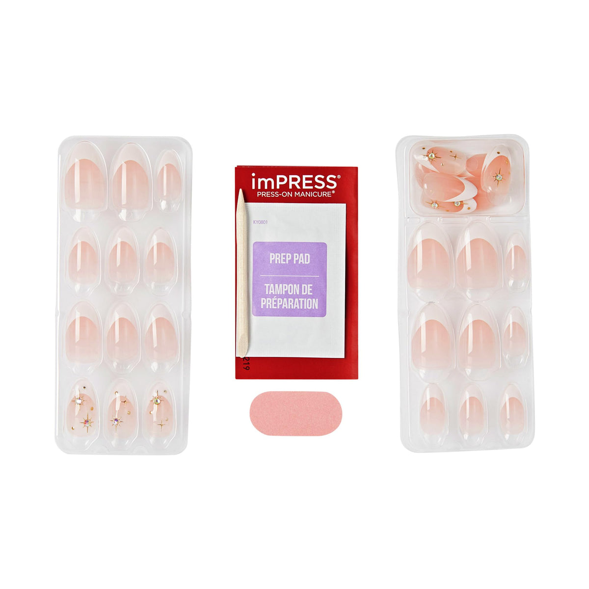 imPRESS adhesive-tab close-up showing pre-applied Super Hold glue for mess-free bond