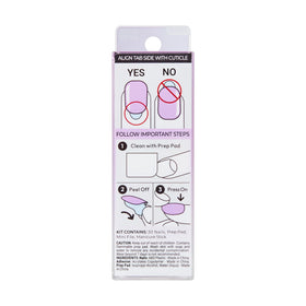 imPRESS packaging back label showing size assortment and application instructions