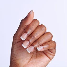 imPRESS close-up of white French tip detail highlighting neat gel-like finish