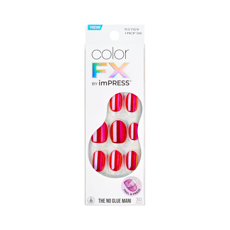imPRESS front packaging showing pearlescent short oval nails and kit benefits