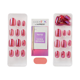 imPRESS hand pressing a nail onto natural nail showing simple peel-and-press application