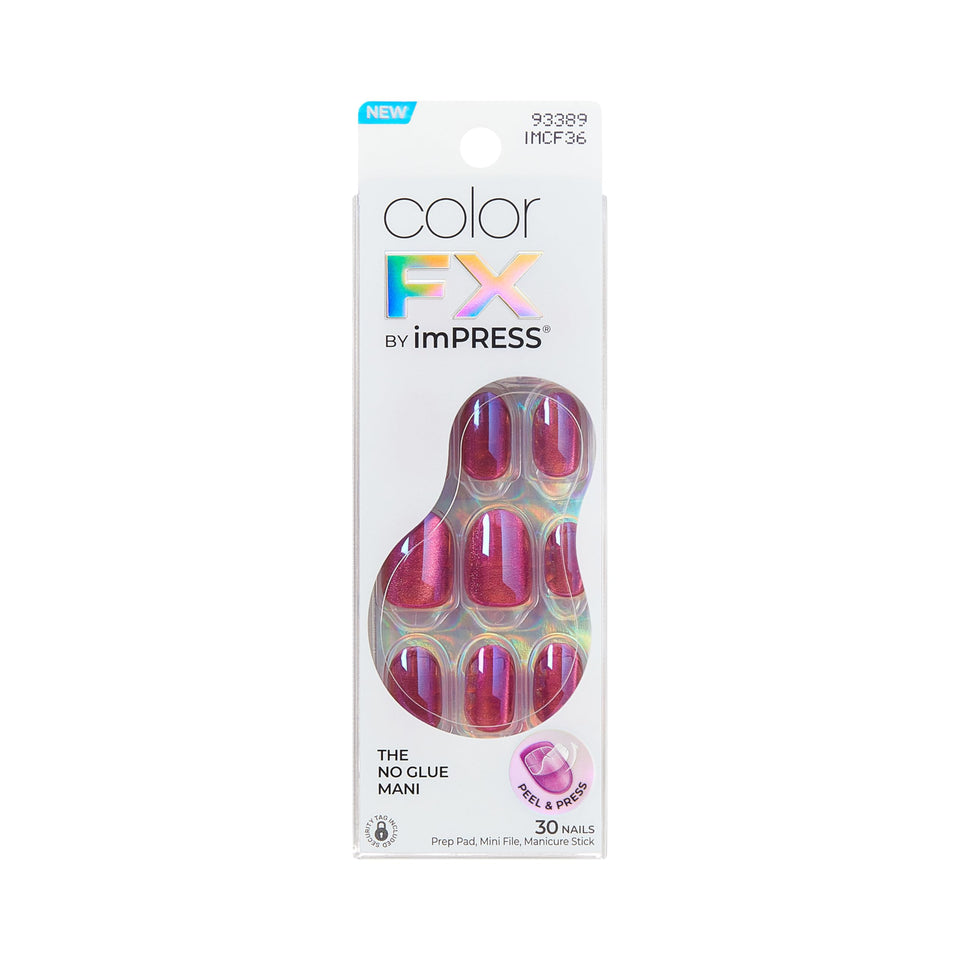 imPRESS front packaging showing kit contents and pearlescent nails, fast polished look
