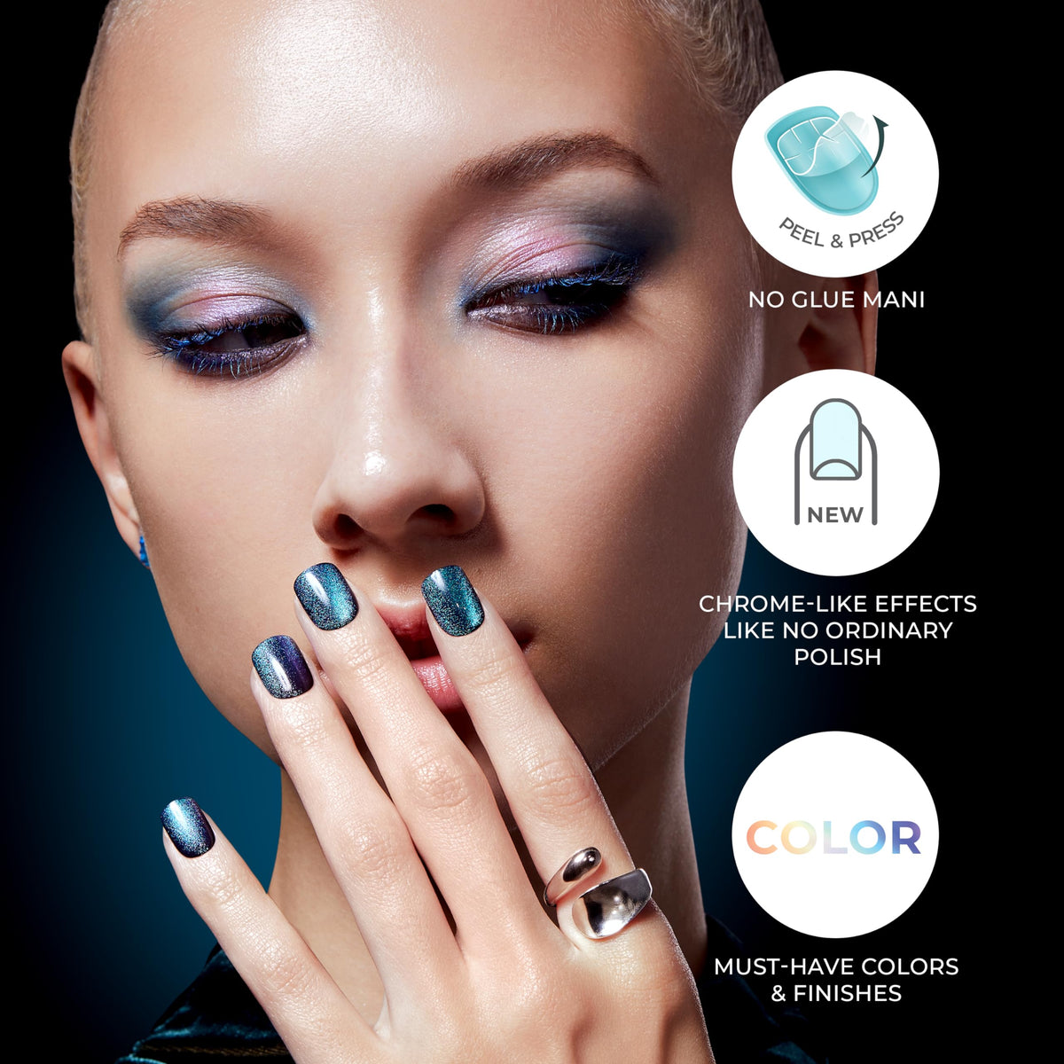 imPRESS adhesive backing detail highlighting improved hold and easy application
