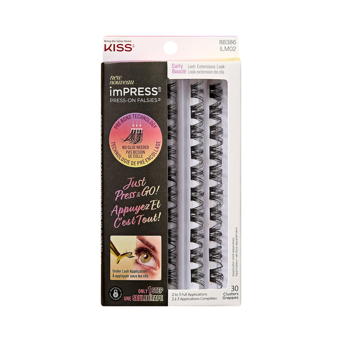 imPRESS front packaging showing 30 curly lash clusters and benefits