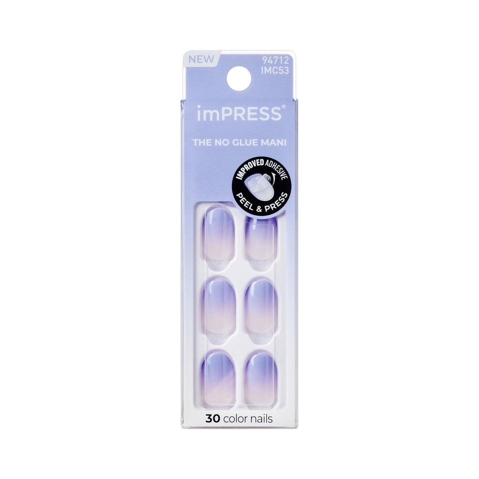 imPRESS front packaging showing Friendzone blue ombre nails and kit contents for instant mani