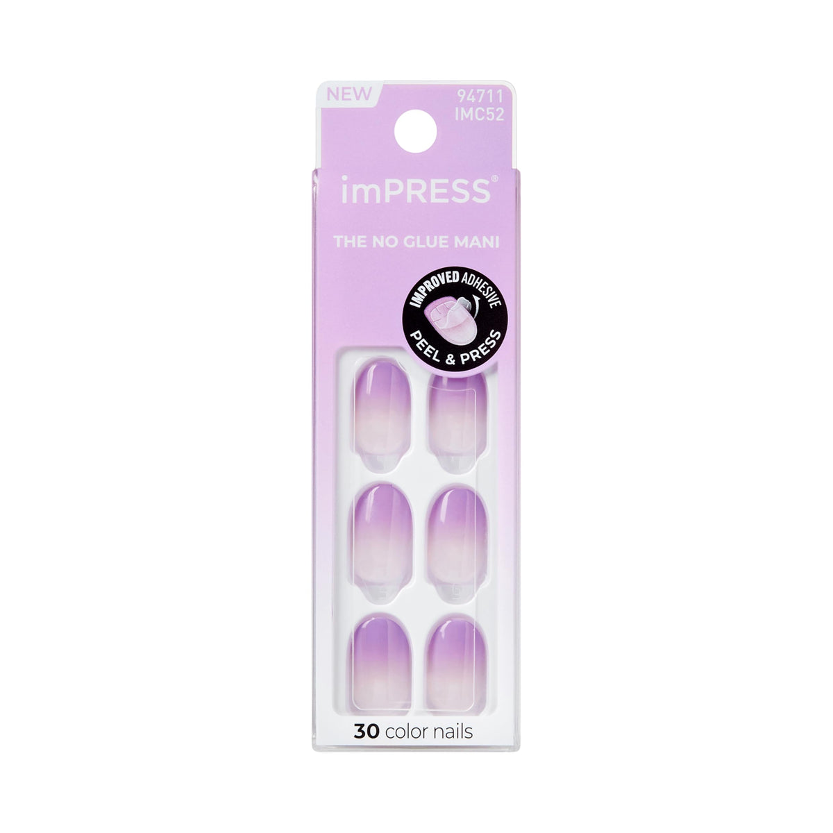imPRESS front packaging showing ombre purple set and included tools