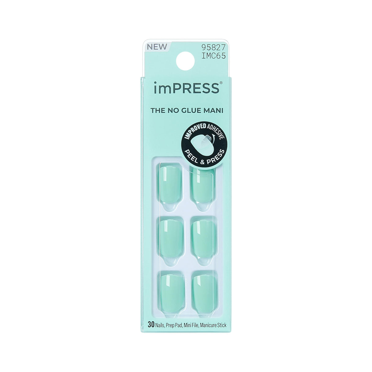 imPRESS front packaging showing kit contents and bold green color benefit instant manicure