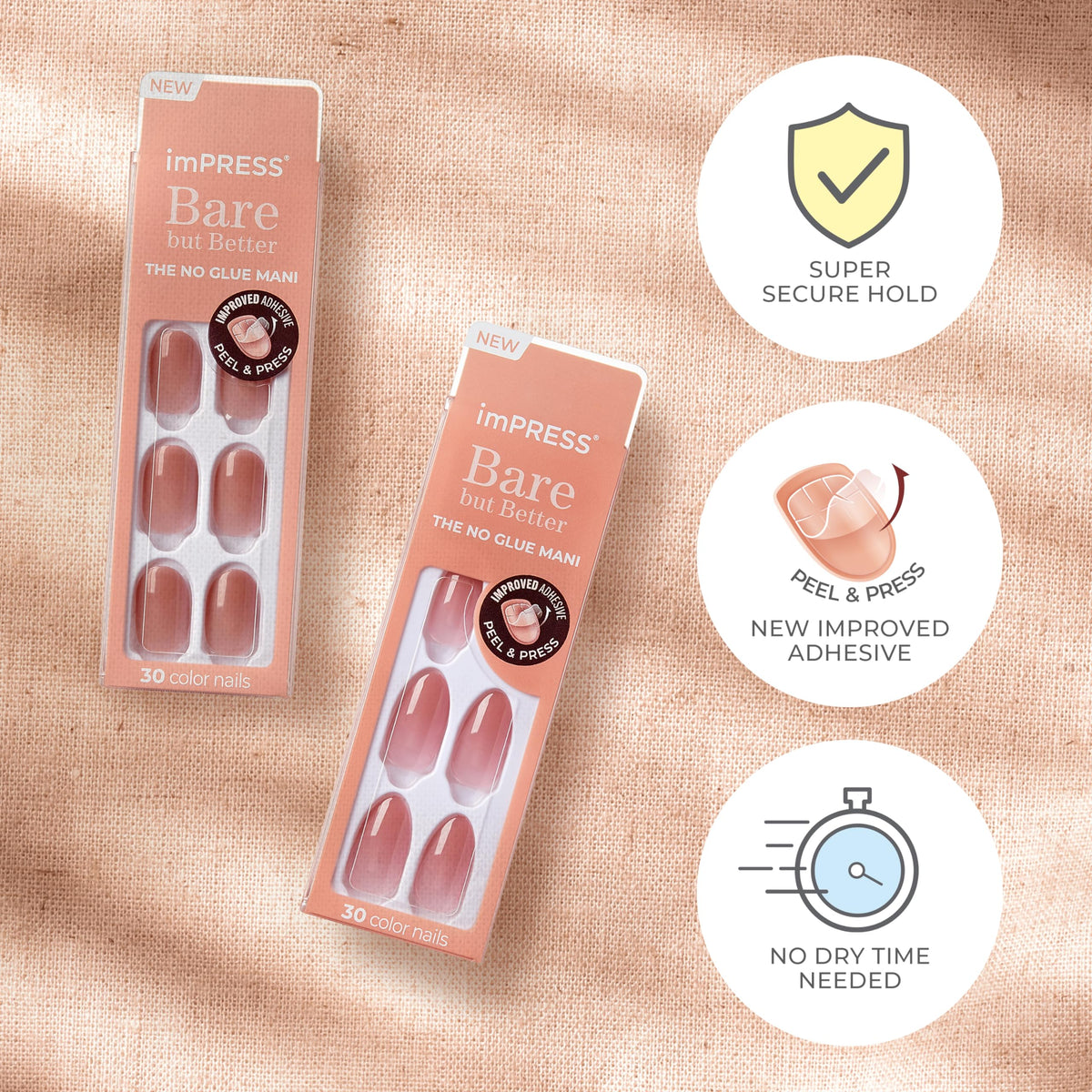 imPRESS nails on hand showcasing natural nude look benefit