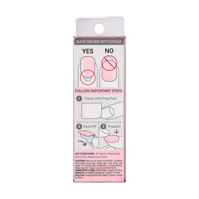 imPRESS instructions and prep pad image emphasizing fast prep and safe removal