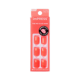 imPRESS front packaging showing 'Happier Vibes' orange set and included tools benefit quick identification