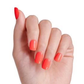 imPRESS spread of 30 nails in assorted sizes showcasing bold orange shade for easy size selection