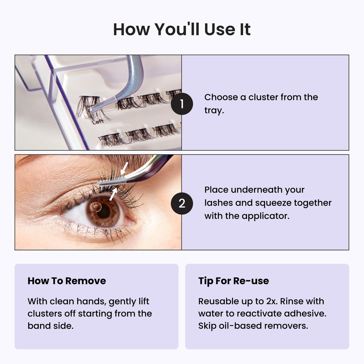 imPRESS cluster next to ruler showing scale for personalized lash styling