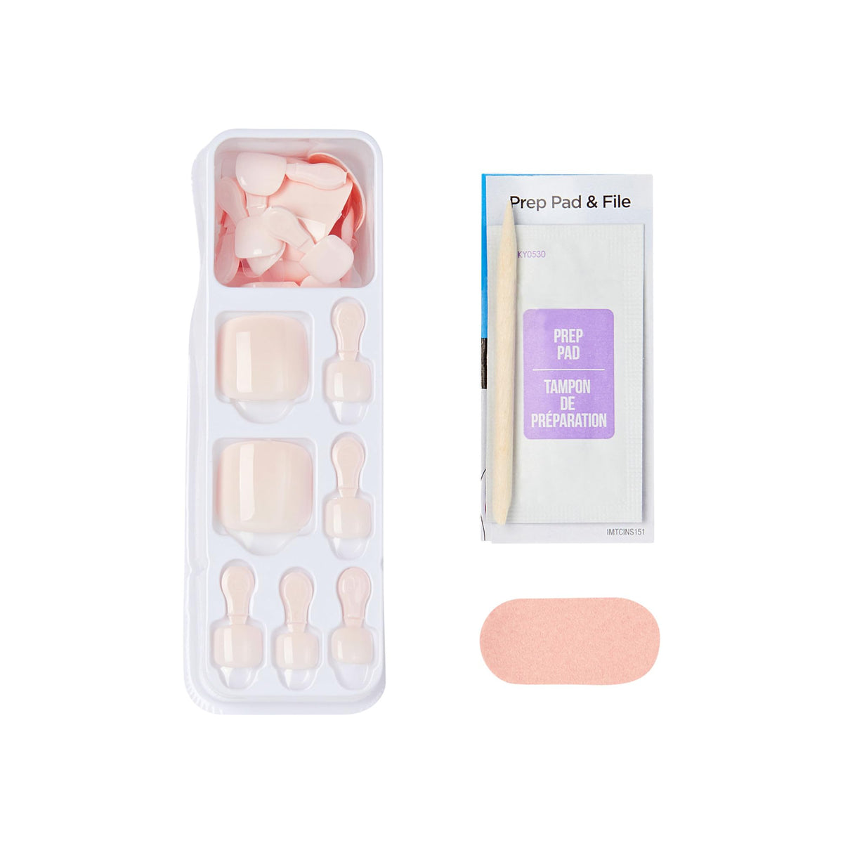 imPRESS arranged kit contents with nails, pad, file, and stick visible