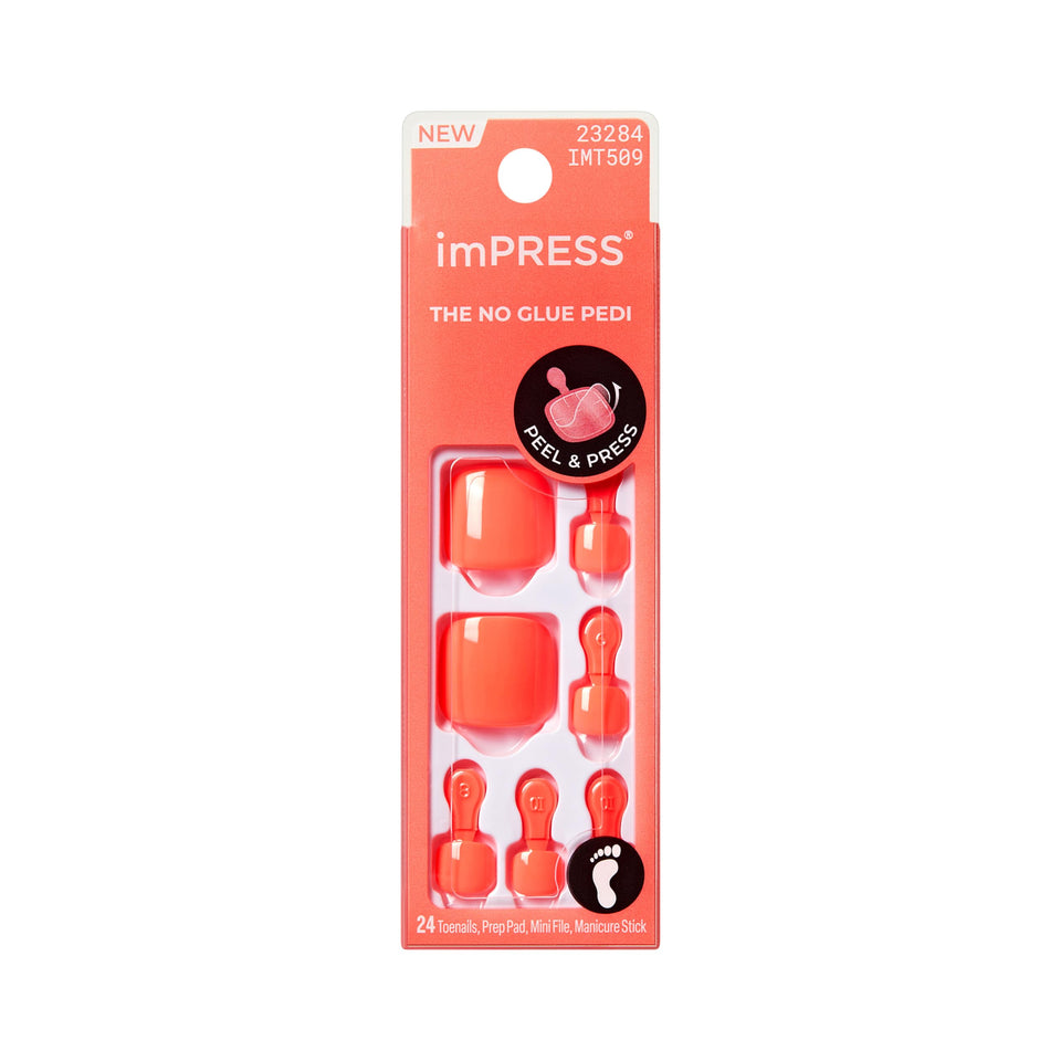 imPRESS front packaging showing Pure Mood orange and included tools for quick pedi