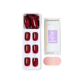 imPRESS prep pad, mini file, and manicure stick arranged showing ready-to-use kit