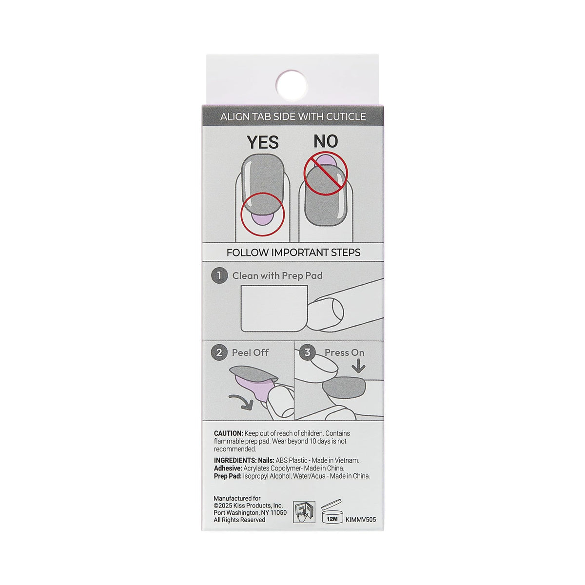 imPRESS size chart and instruction sheet for straightforward application guidance
