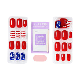 imPRESS nails arranged on a hand showing finished manicure and instant polish effect
