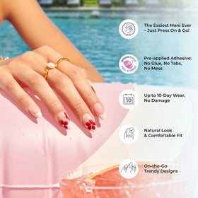 imPRESS nails next to a ruler for size comparison demonstrating medium scale fit