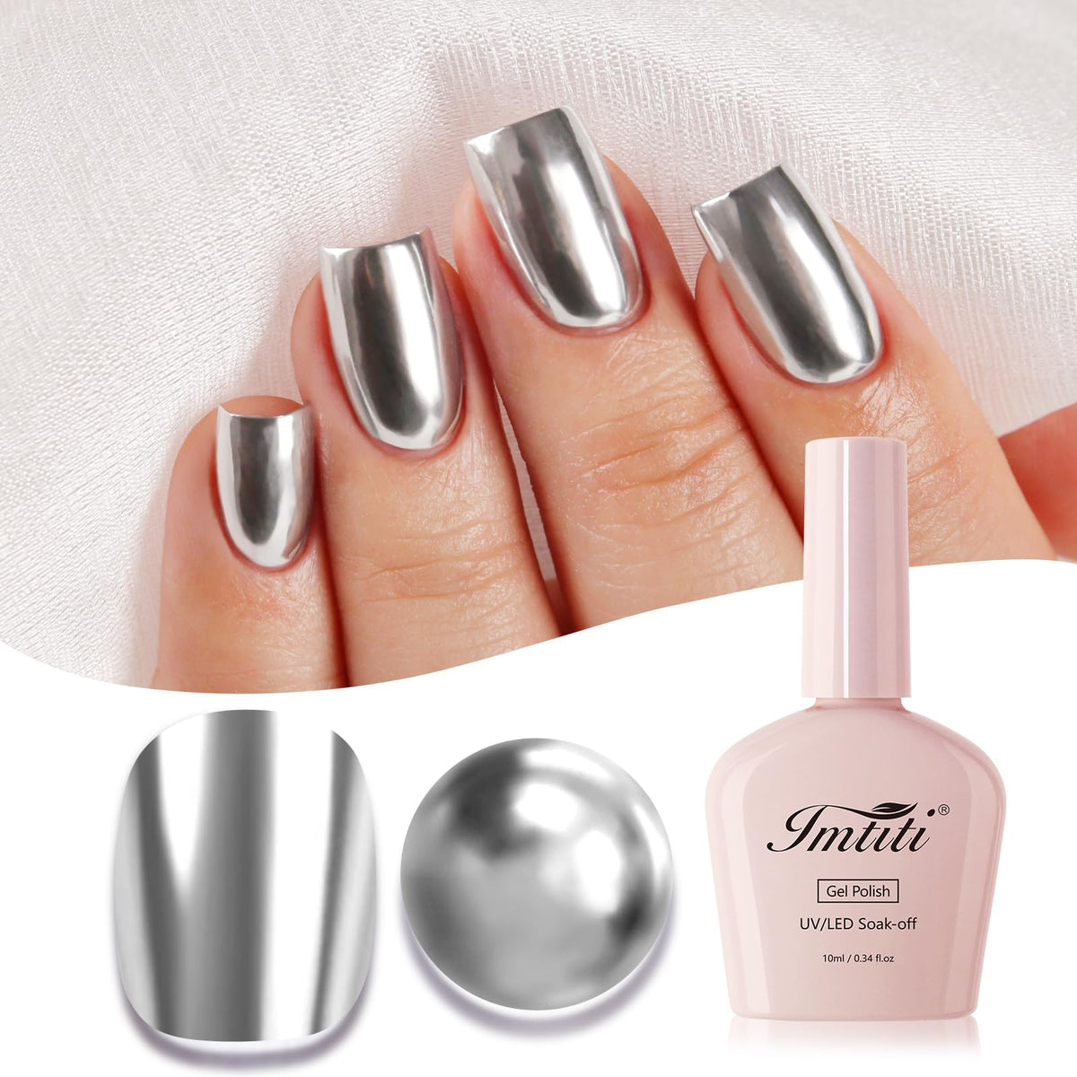 Imtiti brush stroke close-up showing smooth, streak-free metallic texture and even coverage