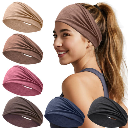 IMYORT front view of six-pack headbands showing colors and patterns, stylish organization benefit