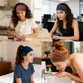 IMYORT six headbands laid flat to show size, stretch, and pattern longevity benefit