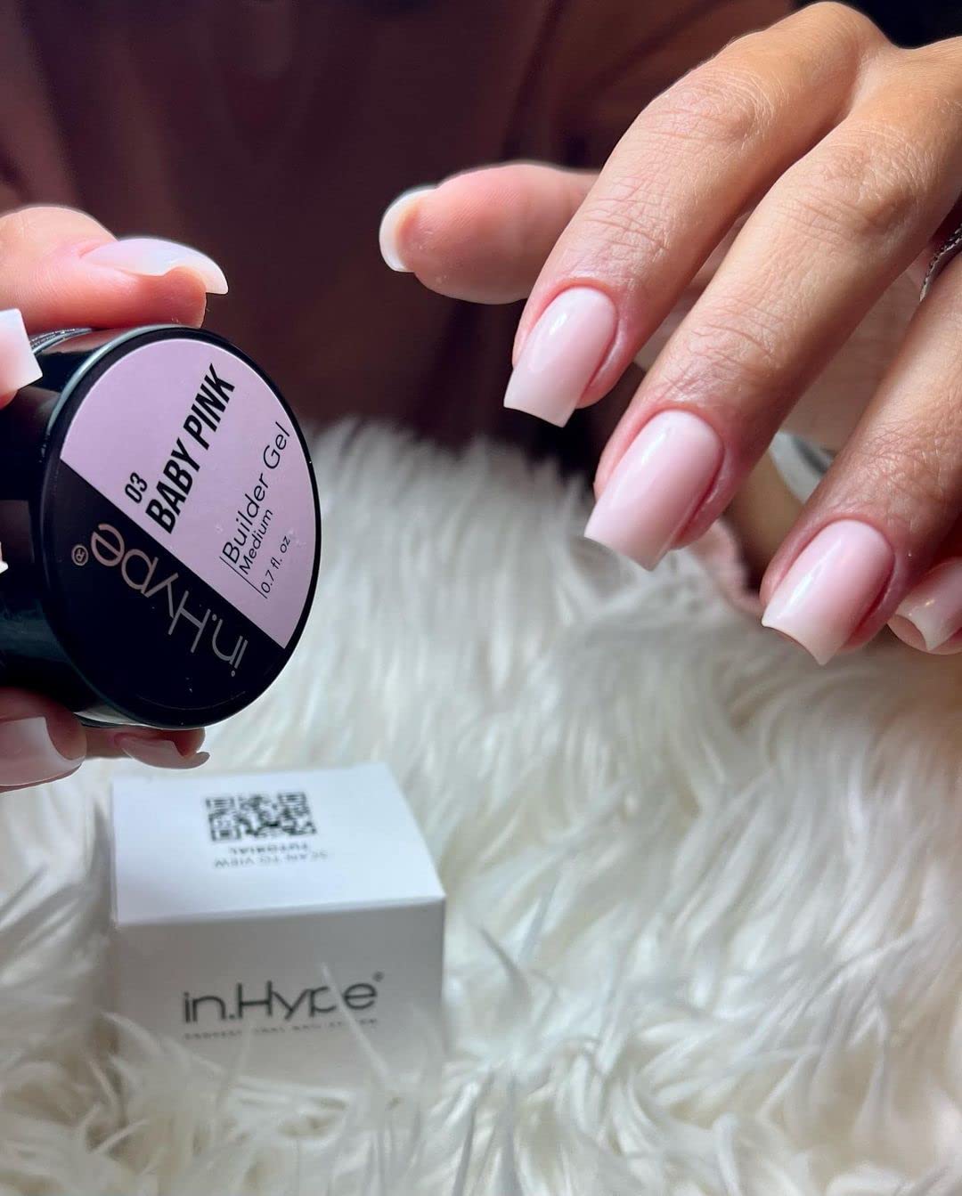 IN.HYPE sculpted nail extensions created with Baby Pink #3 showcasing durable structure