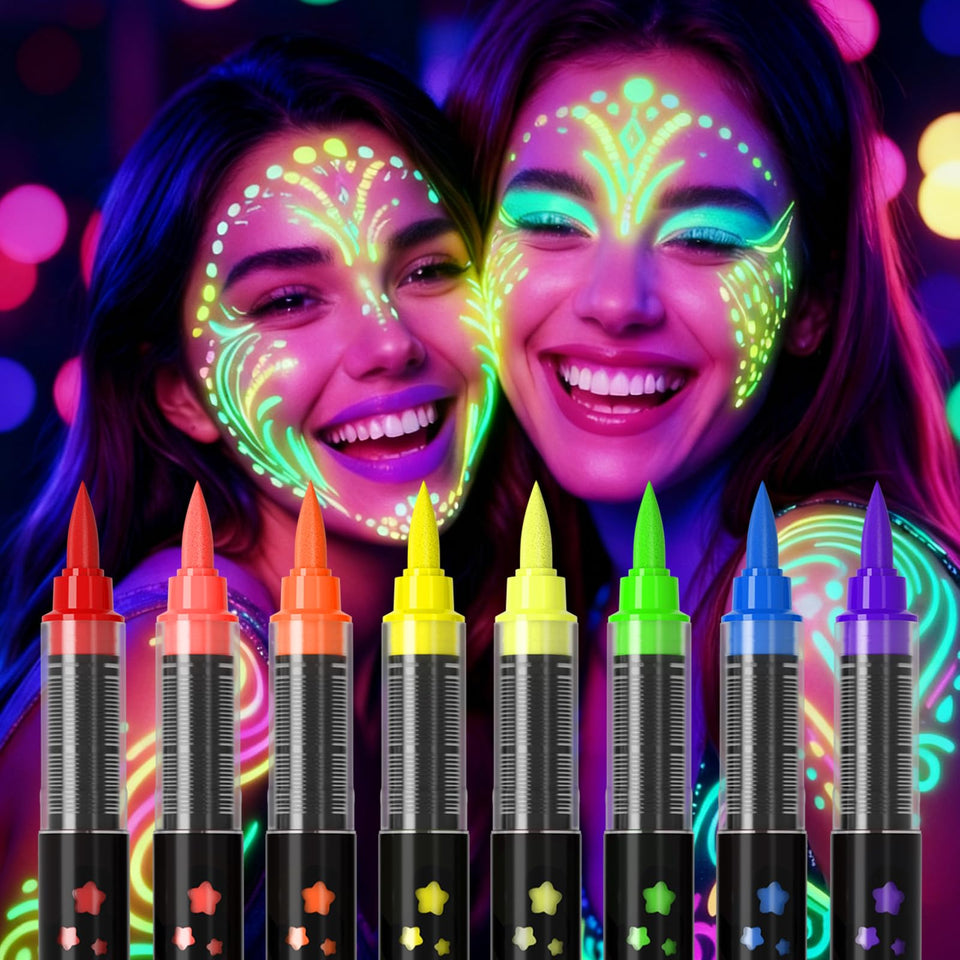 INAFKDPONR front packaging showing eight neon pens and color names