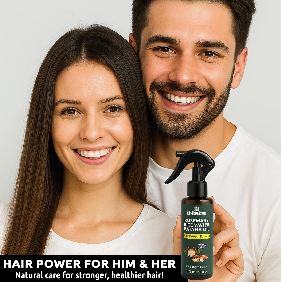bathroom counter scene with iNats spray in daily routine for refreshed scalp benefit