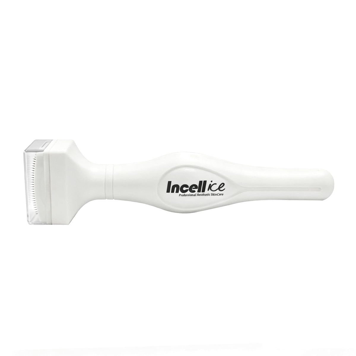 INCELLICE Derma Stamp sealed packaging with hand for scale, travel-ready and easy to carry