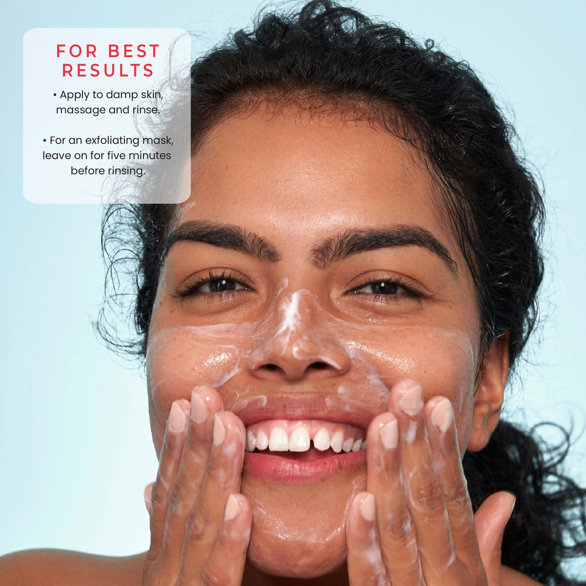 Indie Lee cleanser lather on hand demonstrating effective makeup removal without stripping