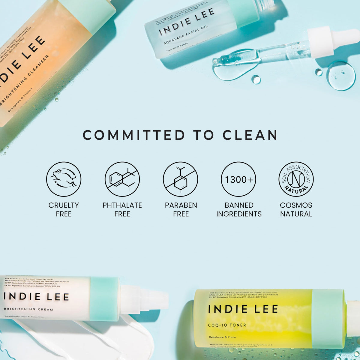 Indie Lee bottle beside common objects to show true 4.2 oz size and travel-friendly benefit