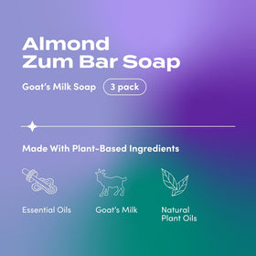 Indigo Wild Zum almond close-up texture of bar showing creamy lather and moisturizing feel