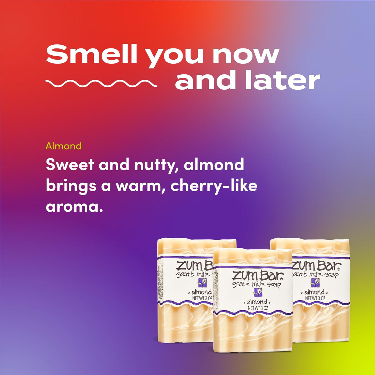 Indigo Wild Zum almond ingredients label with oils and goat milk, clarifies simple, food-grade components