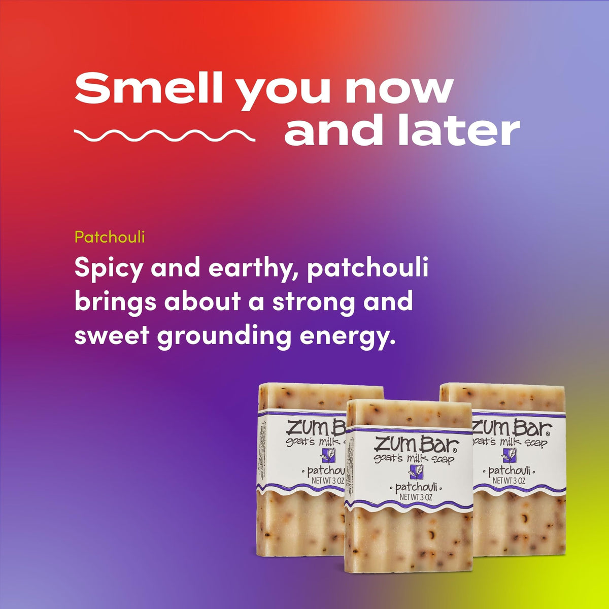 Indigo Wild Zum Patchouli ingredients label emphasizing natural, food-grade oils