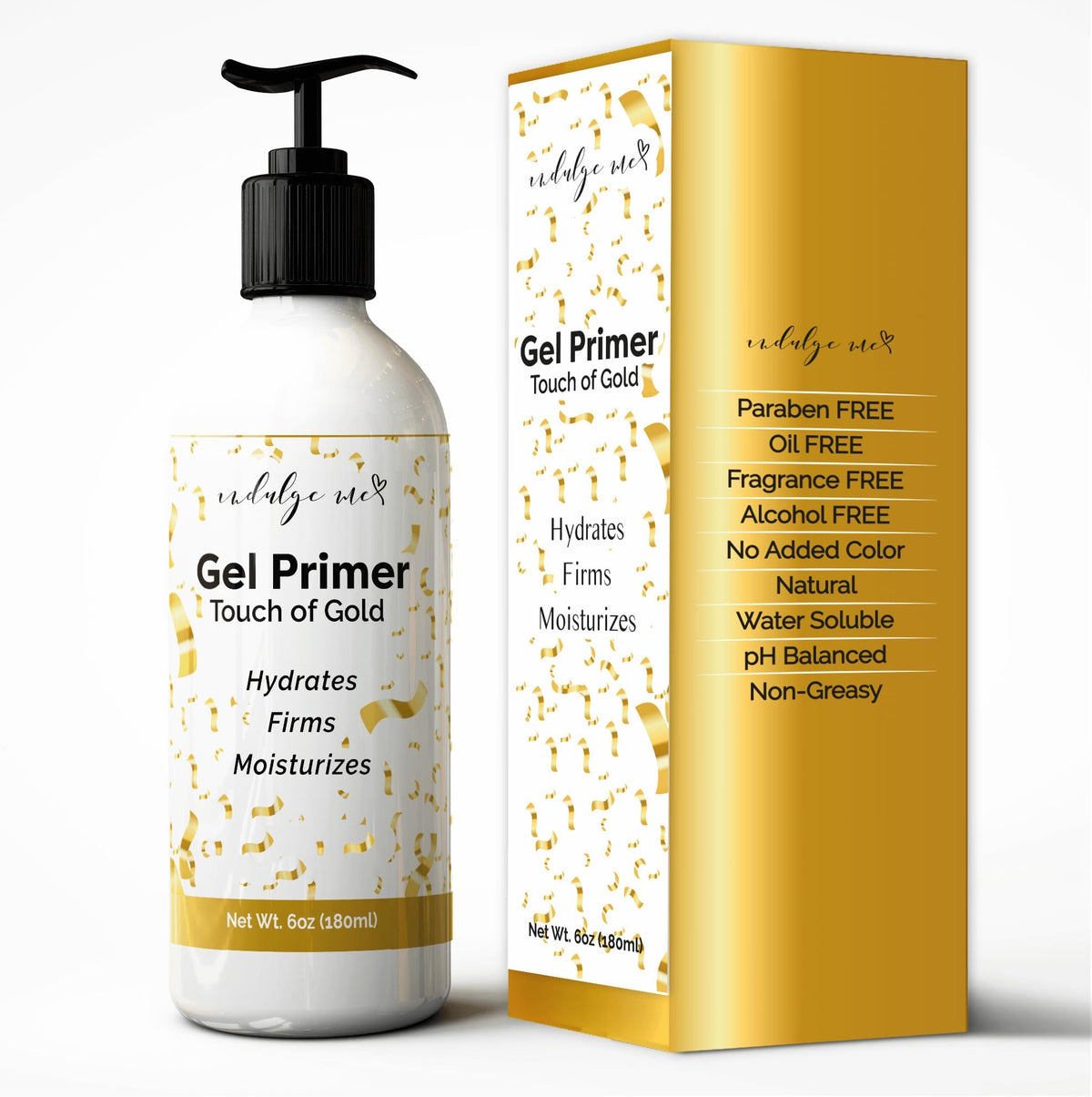 IndulgeMe conductive gel front bottle showing clean label and product benefit