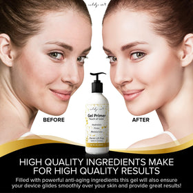 IndulgeMe conductive gel being applied to cheek to demonstrate smooth device prep