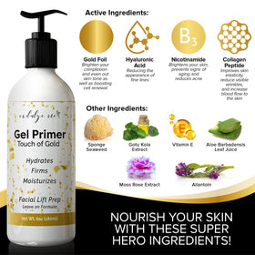 IndulgeMe conductive gel next to ingredient list and size for product context