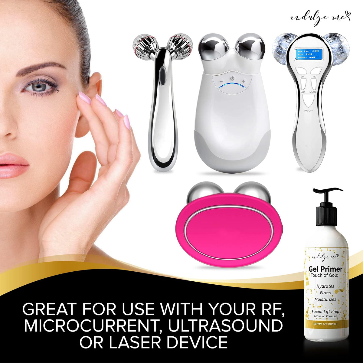 IndulgeMe conductive gel dispensed on hand highlighting silky texture and glide