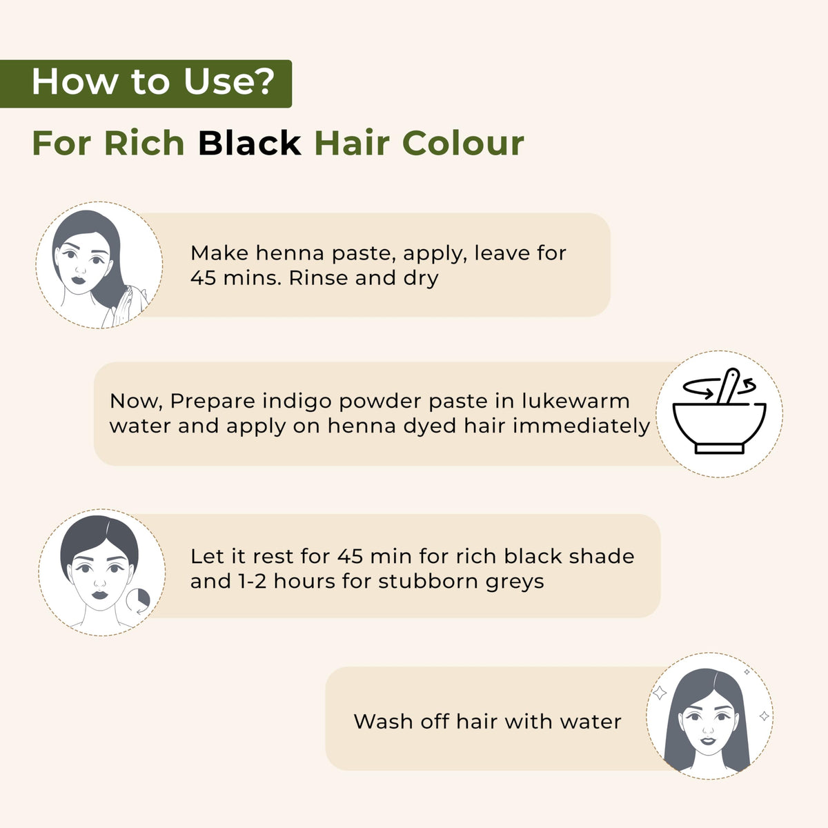 INDUS VALLEY applying paste to hair strands for full, even herbal coverage
