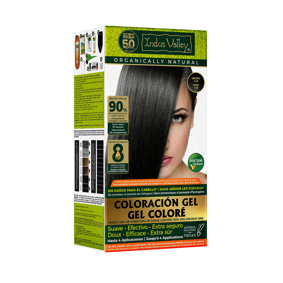Indus Valley front packaging showing black 1.0 tub and product benefits