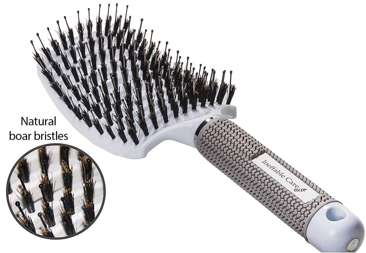 Ineffable Care close-up of nylon pins and bristles detangling knots without breakage