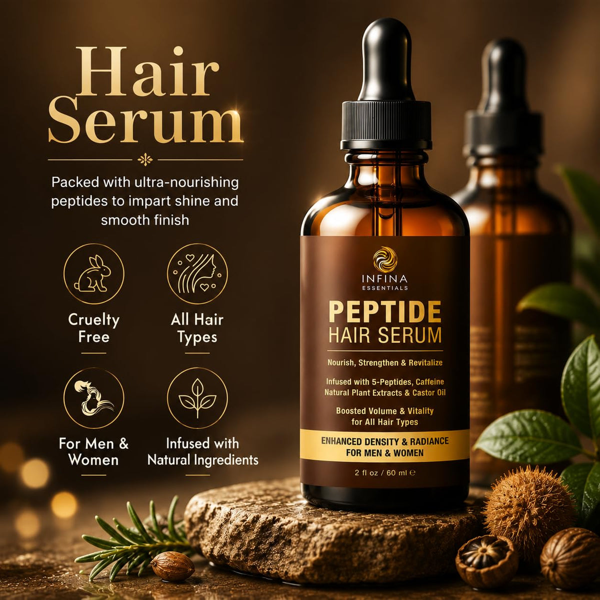 INFINA ESSENTIALS before and after styling showing fuller-looking hair